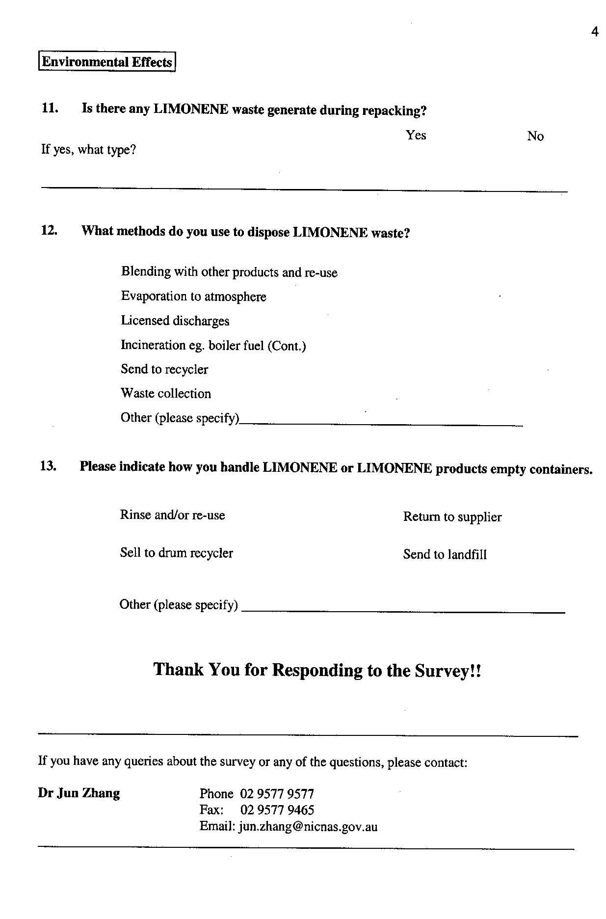 5th page survey
