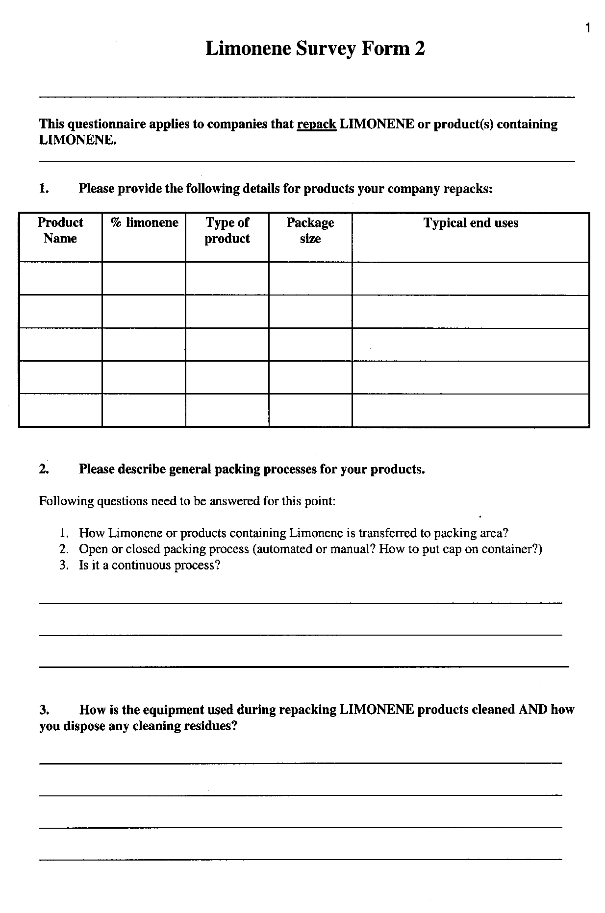2nd page survey