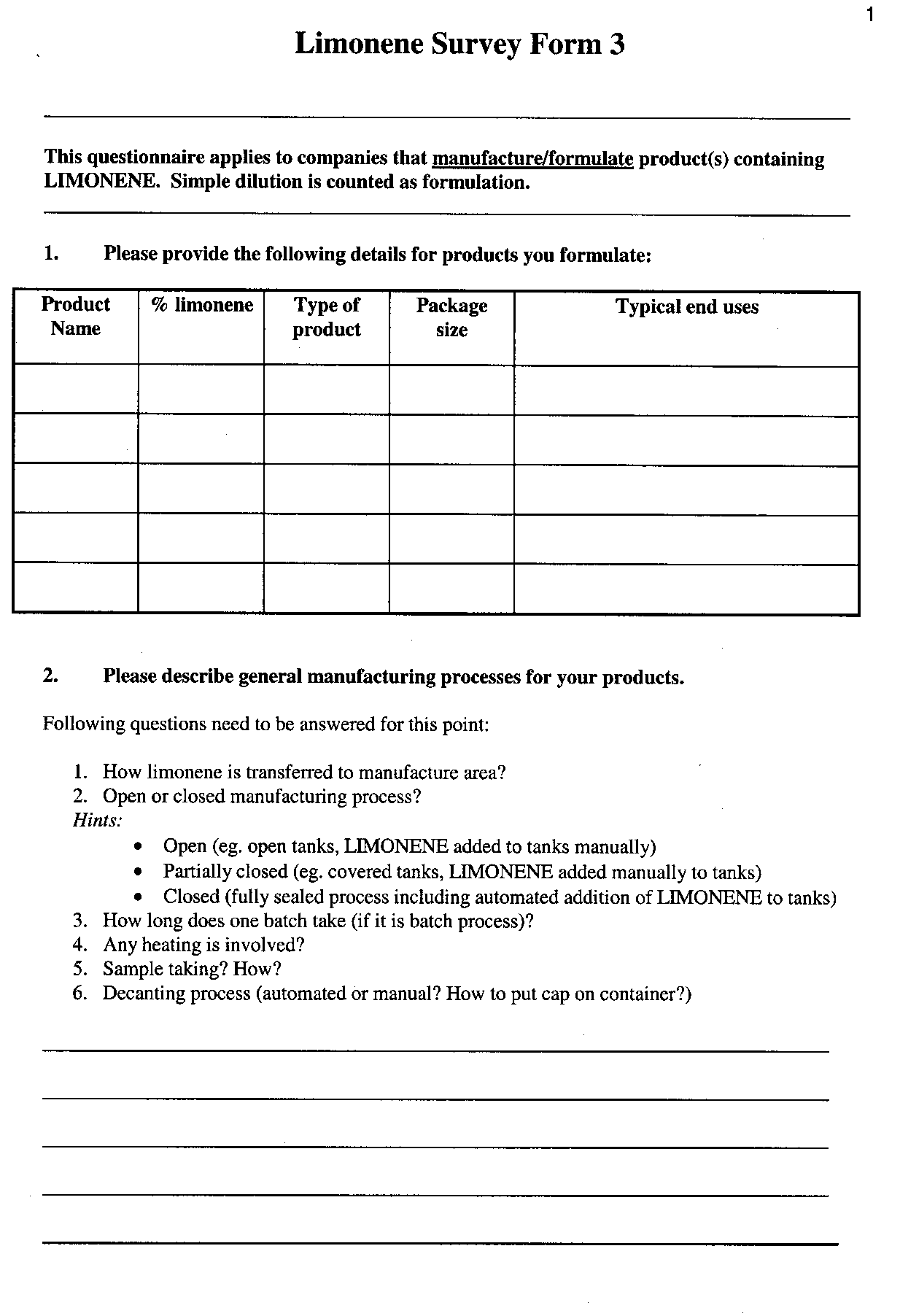 6th page survey
