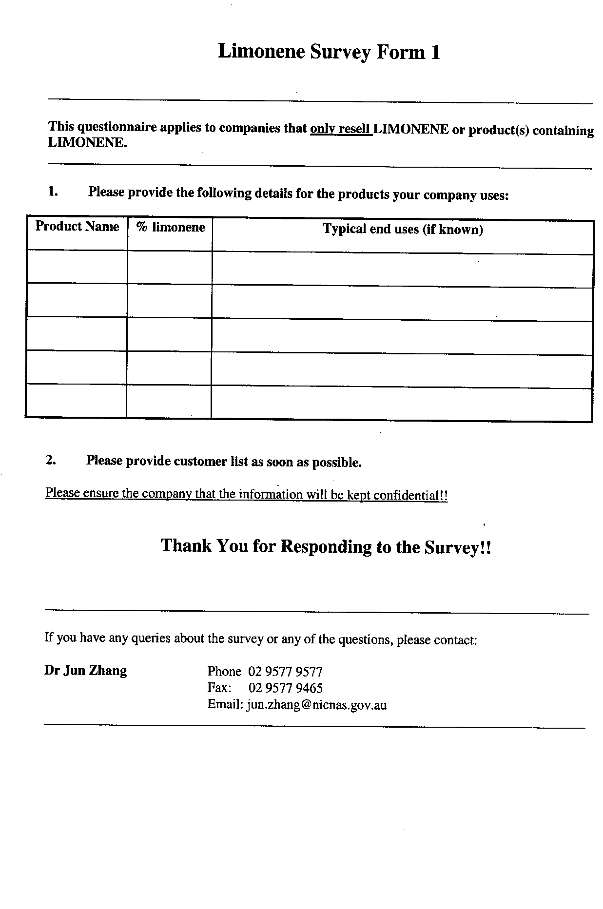 1st page survey
