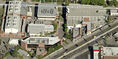 bing maps aerial of kcet studio tour in hollywood