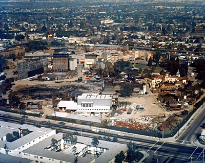 post-fire aerial view of the columbia ranch in 1970