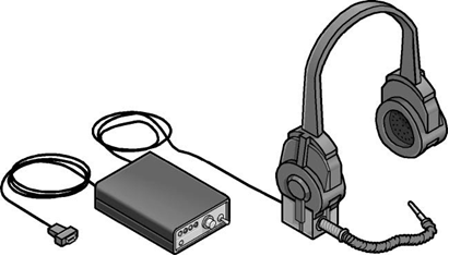illustration of a sip-and-puff device with a controller and head set