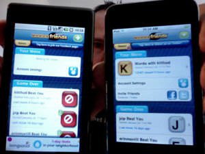 words with friends app on android (l) & ios (r)