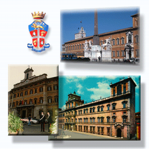 picture made up of three photos of institutional buildings in rome.