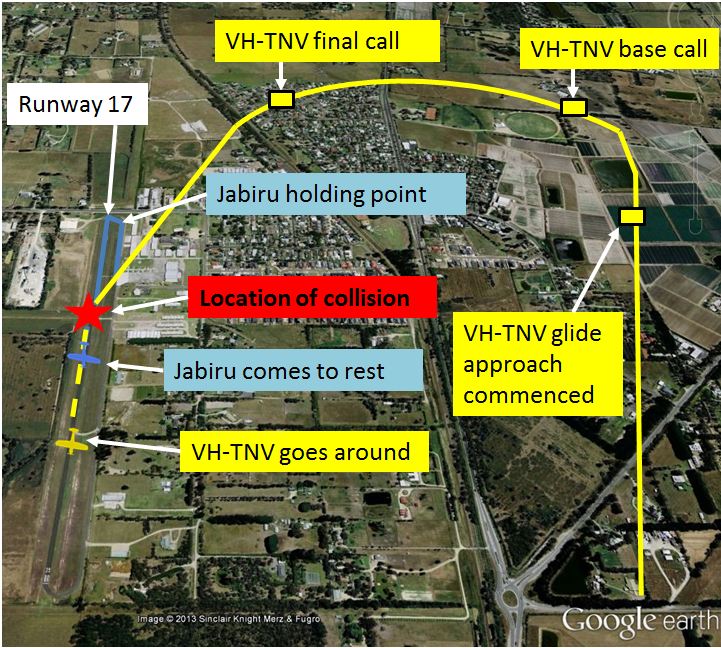 figure 1: approximate location of aircraft and radio broadcasts