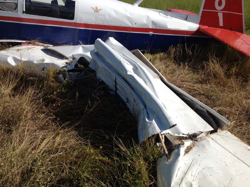 damage to the mooney m20j caused by striking a bull. source: atsb
