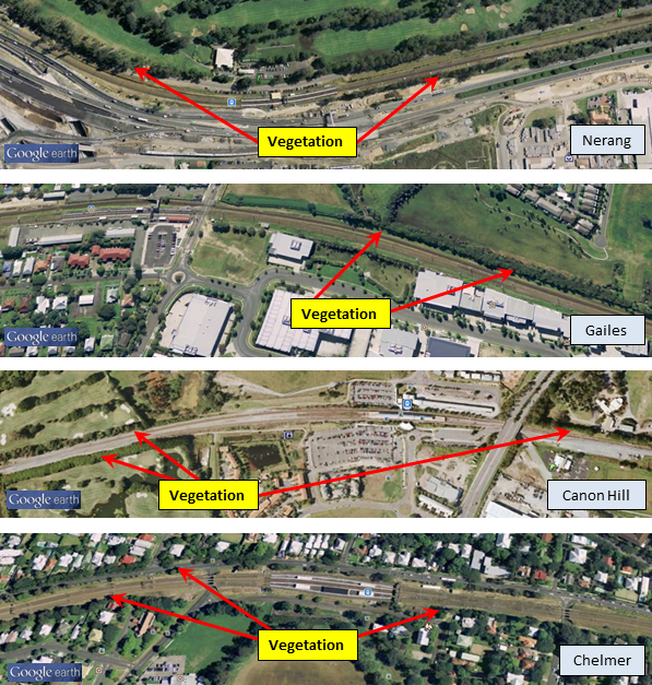 figure 20: railway station locations recording a high incidence of train overruns where trackside vegetation on the approaches was identified.