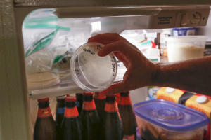 scientist josiah zayner, 34, keeps bacteria engineered to produce human insulin as part of the open insulin project in his refrigerator in burlingame,