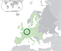 location of  luxembourg  (dark green)– in europe  (green & dark grey)– in the european union  (green)  –  [legend]