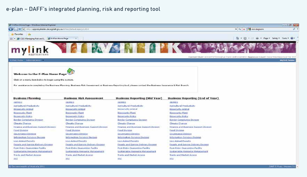 e-plan – daff\'s integrated planning, risk and reporting tool