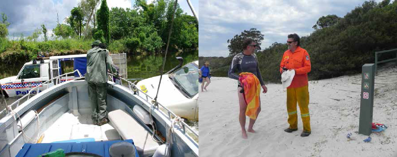 image 1 – car washed off crossing rescue – often through the wet season in kakadu residents and visitors alike try to pass a notorious crossing into arnhem land. this picture shows the efforts required to rescue people attempting to traverse cahills crossing. this pass is also highly infested with crocodiles during particular times of the year which increases the risk to staff, visitors and residents. image 2 – booderee fires – in some of the worst fire conditions ever seen in new south wales, booderee national park was on red alert. on 8 january 2013, in catastrophic fire conditions, a bushfire started at deans gap, burning some seven kilometres west of the park. the 9,000 hectare fire ensured that staff were on standby for several days advising visitors during its peak season of safety and potential evacuation procedures. 