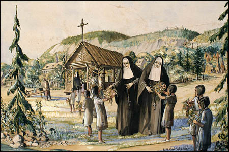 painting: ursuline nuns in new france / national archives of canada / c-010520