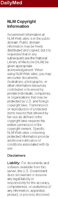 shows nlm copyright information when viewed through the mobile device