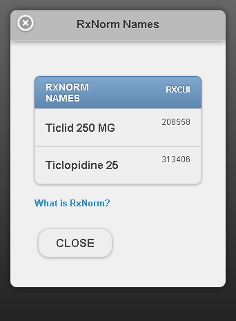 display of rxnorm names if viewed on a mobile device.