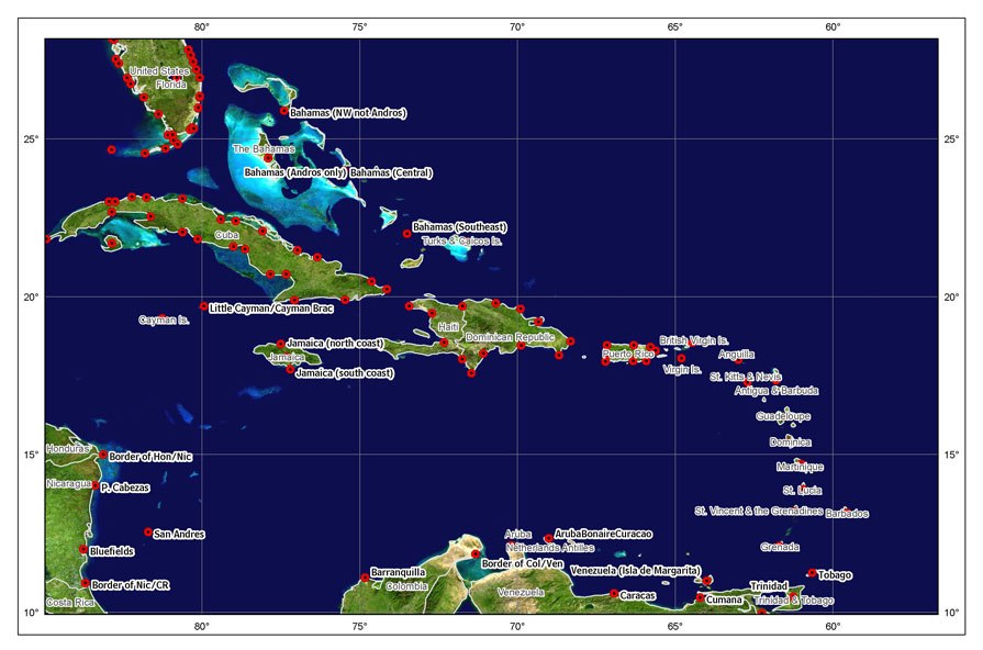 nhc caribbean region with breakpoints