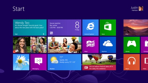 the start screen on a windows 8 desktop