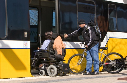 photograph showing level boarding of a train car