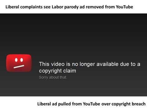 youttube screen shot: \'this video is no longer available due to a copyright claim\'