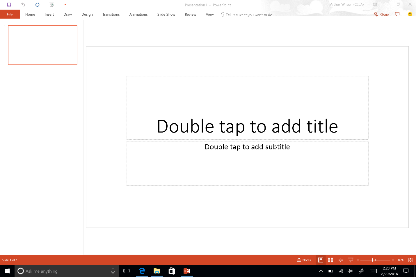 here is the white office theme in powerpoint 2016. 
