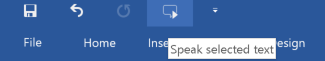 here is the quick access toolbar in word 2016 with the speak command selected. 