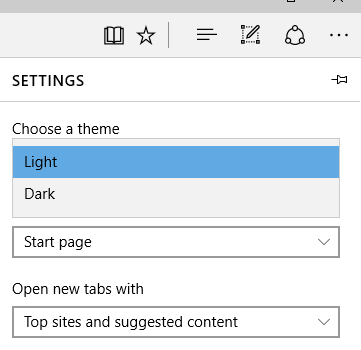 here are two theme options you can choose in microsoft edge, 