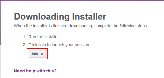 downloading installer page