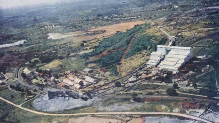 aerial shot of london mining\'s marampa iron ore mine in sierra leone. 