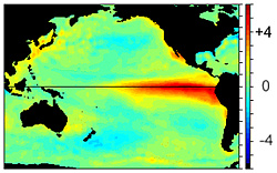 change in sea surface temperature from normal during an el niño