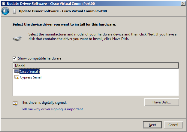 device_manager_select_cisco_serial