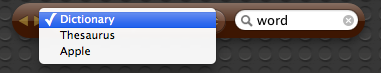 screen shot of dictionary/thesaurus widget