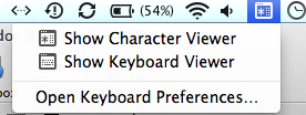 screen shot of keyboard icon on menu bar