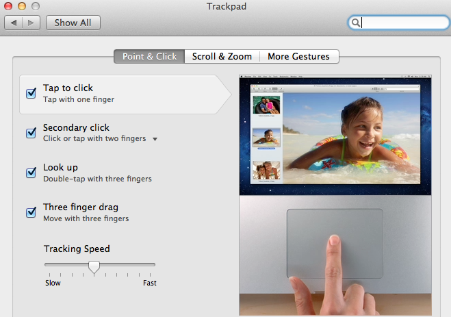 screen shot of trackpad window