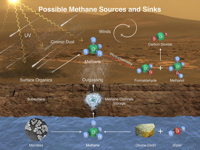 potential pathways of methane in mars\' atmosphere