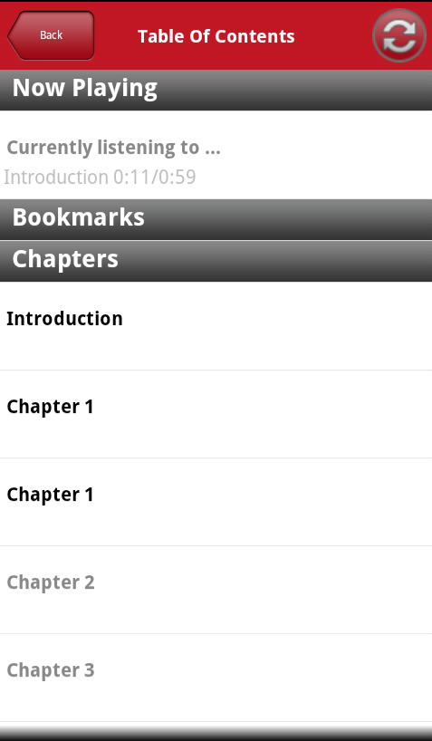 oneclick android app chapters screen