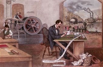 lithograph showing industrial and technological advancements of the civil war