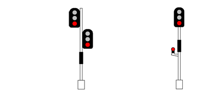 diagram of two typical three-position automatic signal configurations