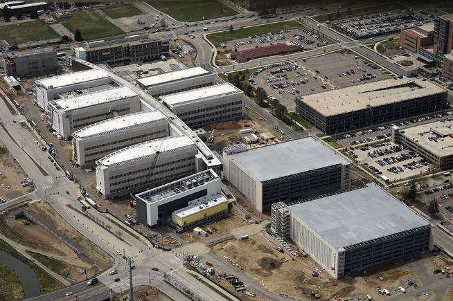 an aerial photo of the va hospital construction taken april 24.
