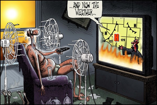 record temperatures © sean delonas,caglecartoons.com,heat,hot,temperatures, heatwave 2013,heatwave,summer 2013