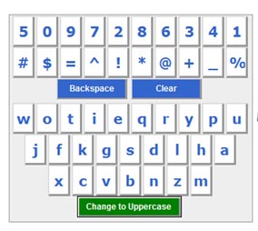 on-screen keyboard from mypay website