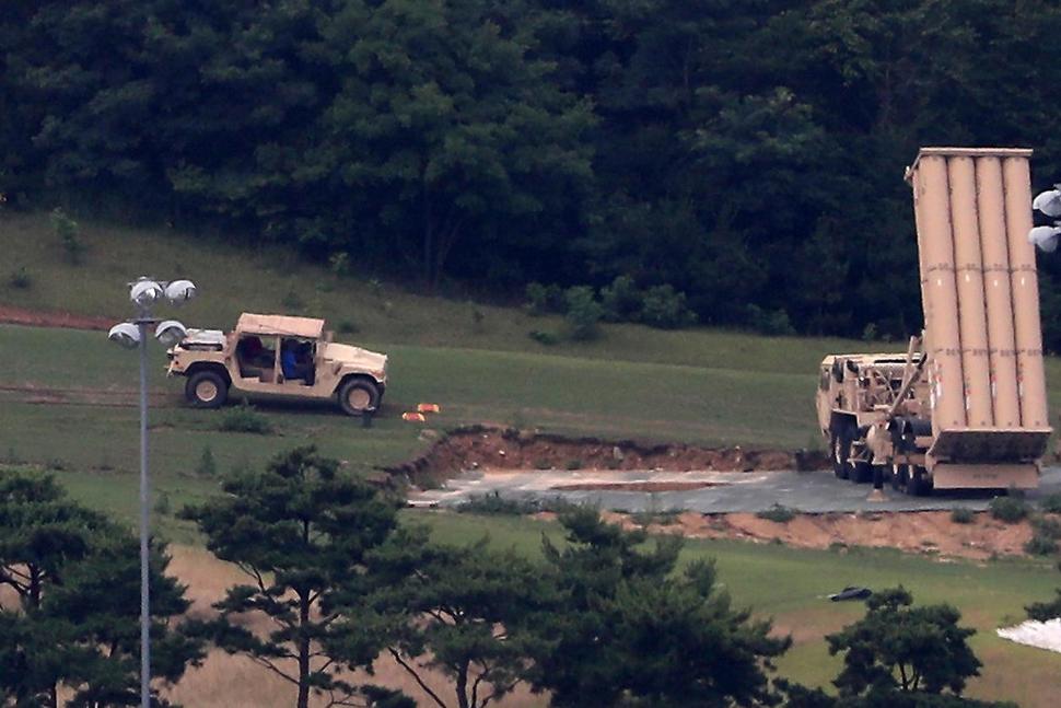 a u.s. missile defense system called terminal high altitude area defense, or thaad, is seen at a golf course in seongju, south korea, tuesday, july 4, 2017. (kim jun-beom/yonhap via ap)