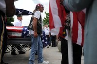 photos by caitie mcmekin/news sentinel veterans move the casket of frank traxler, one of six veterans from east tennessee being honored during a memorial service at the east tennessee veterans cemetery-john sevier on monday, june 6, 2016.