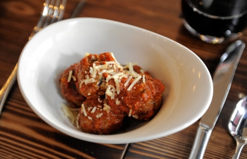 the meatball factory’s vegans dream meatball with fire roasted marinana sauce.