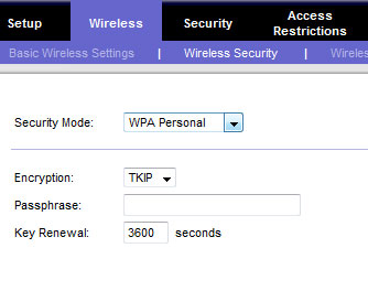 wireless security on router setup