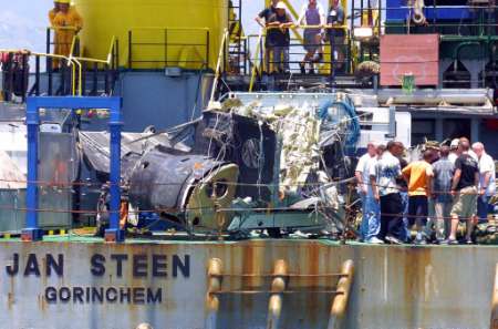 wreckage of the mh-47e that crashed in the philippines on 22 february 2002.