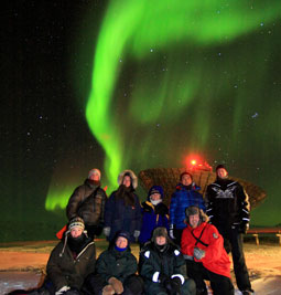 students, eiscat and aurora borealis. photo: njål gulbrandsen