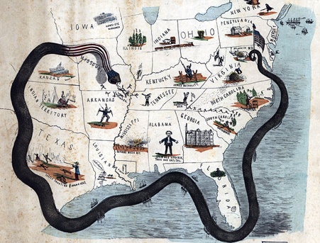 cartoon map of civil war naval blockade