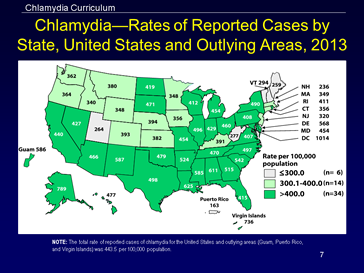 chlamydia—rates of reported cases by state, united states and outlying areas, 2013
