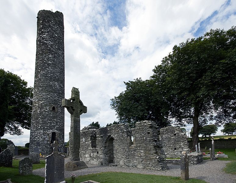 file:a high cross and round tower at monasterboice, ireland.jpg
