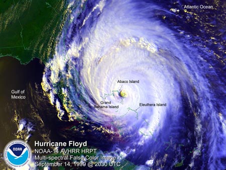 satellite image of hurricane floyd, sept. 14, 1999
